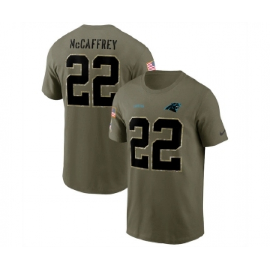 Men's Carolina Panthers #22 Christian McCaffrey 2022 Olive Salute to Service T-Shirt