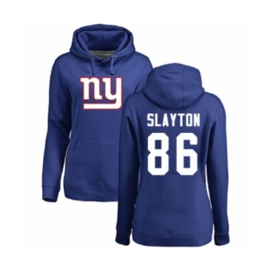 Football Women's New York Giants #86 Darius Slayton Royal Blue Name & Number Logo Pullover Hoodie
