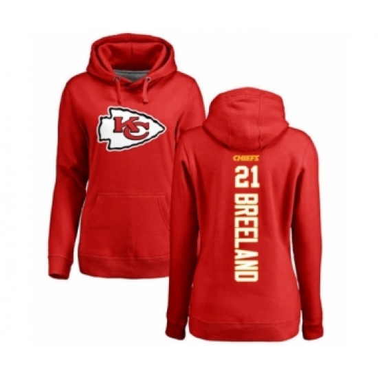 Football Women's Kansas City Chiefs #21 Bashaud Breeland Red Backer Pullover Hoodie