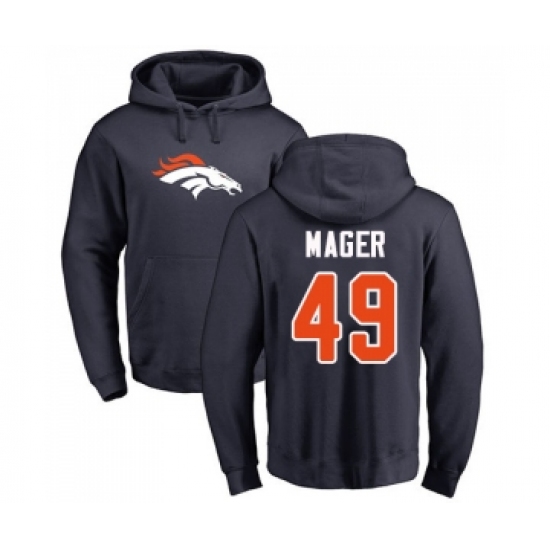 Football Denver Broncos #49 Craig Mager Navy Blue Name & Number Logo Pullover Hoodie