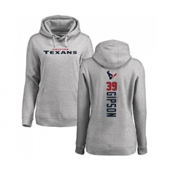Football Women's Houston Texans #39 Tashaun Gipson Ash Backer Pullover Hoodie