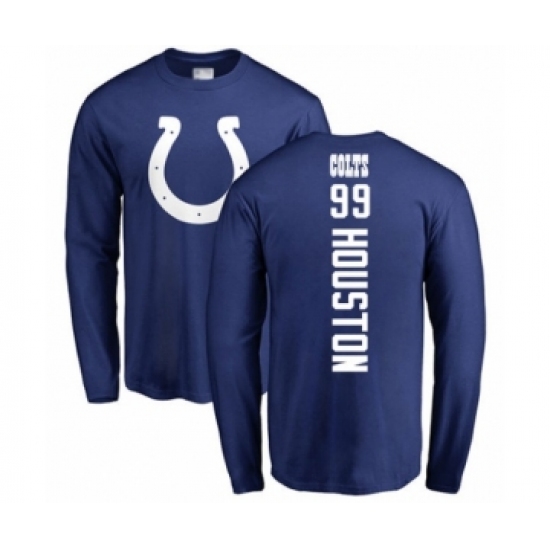Football Indianapolis Colts #99 Justin Houston Royal Blue Backer Long Sleeve T-Shirt