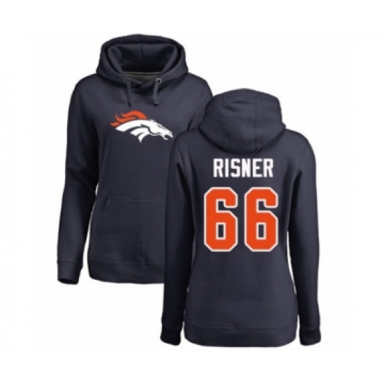 Football Women's Denver Broncos #66 Dalton Risner Navy Blue Name & Number Logo Pullover Hoodie
