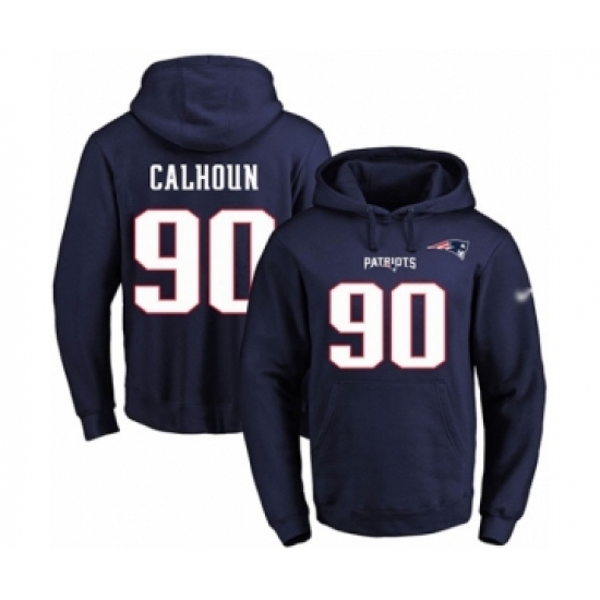 Football Men's New England Patriots #90 Shilique Calhoun Navy Blue Name & Number Pullover Hoodie