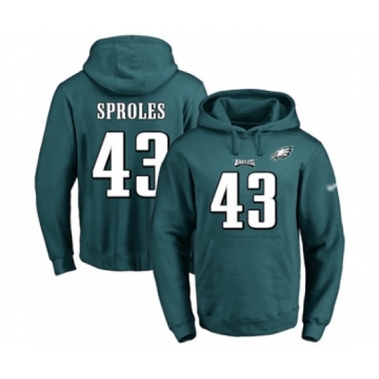 Football Men's Philadelphia Eagles #43 Darren Sproles Green Name & Number Pullover Hoodie