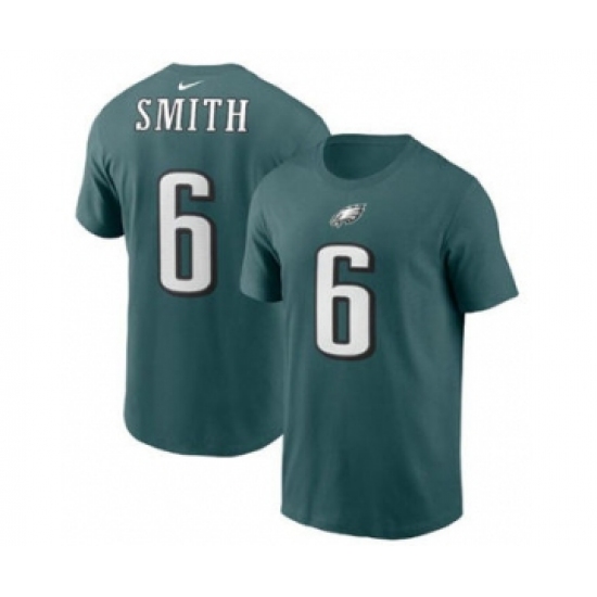 Men's Philadelphia Eagles #6 DeVonta Smith 2021 Green Football Draft First Round Pick Player Name & Number T-Shirt