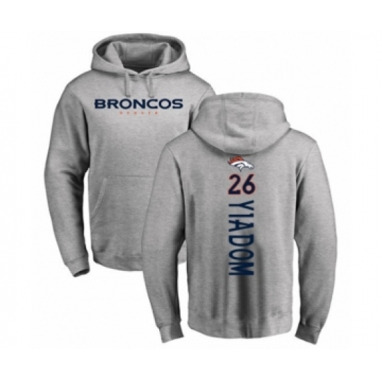 Football Denver Broncos #26 Isaac Yiadom Ash Backer Pullover Hoodie