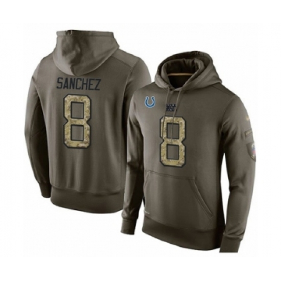 Football Indianapolis Colts #8 Rigoberto Sanchez Green Salute To Service Men's Pullover Hoodie