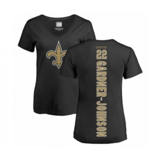 Football Women's New Orleans Saints #22 Chauncey Gardner-Johnson Black Backer Slim Fit T-Shirt