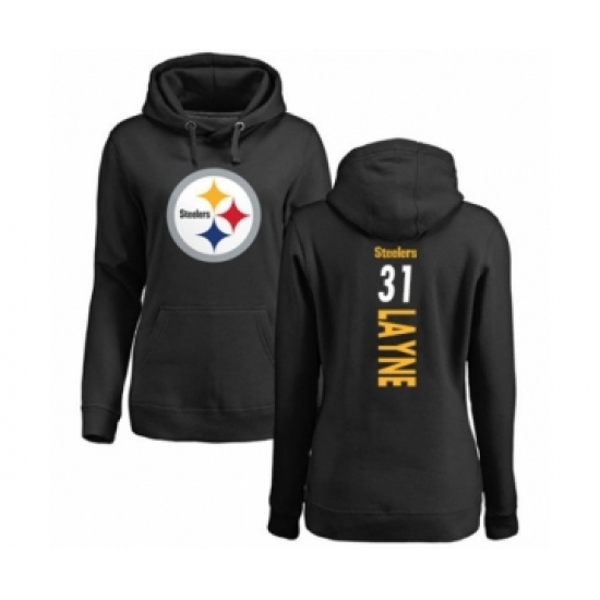Women's Pittsburgh Steelers #31 Justin Layne Black Backer Pullover Hoodie