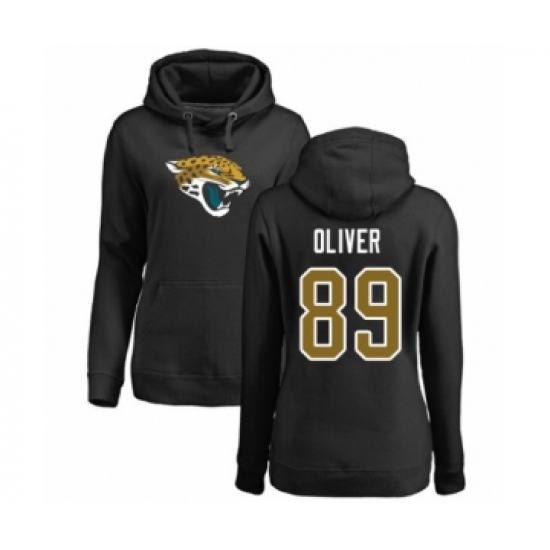 Football Women's Jacksonville Jaguars #89 Josh Oliver Black Name & Number Logo Pullover Hoodie