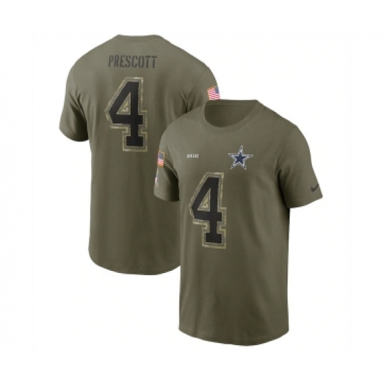 Men's Dallas Cowboys #4 Dak Prescott 2022 Olive Salute to Service T-Shirt