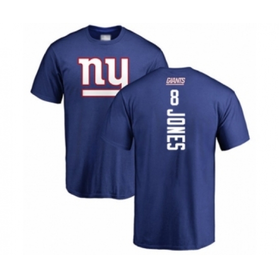Football New York Giants #8 Daniel Jones Royal Blue Backer T-Shirt