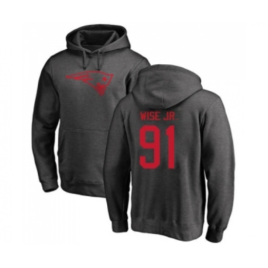 Football New England Patriots #91 Deatrich Wise Jr Ash One Color Pullover Hoodie