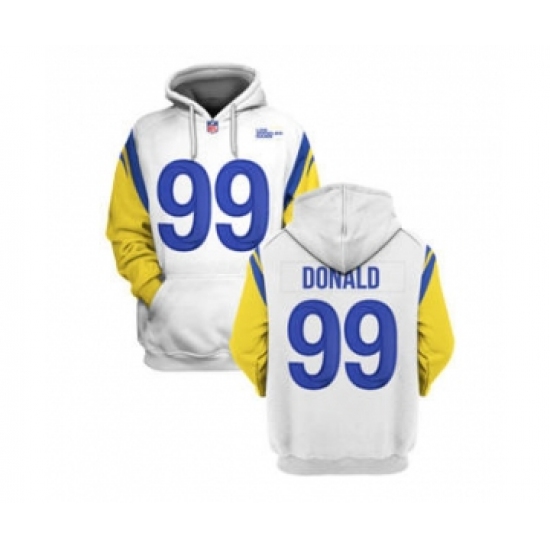 Men's Los Angeles Rams #99 Aaron Donald 2021 White Pullover Football Hoodie