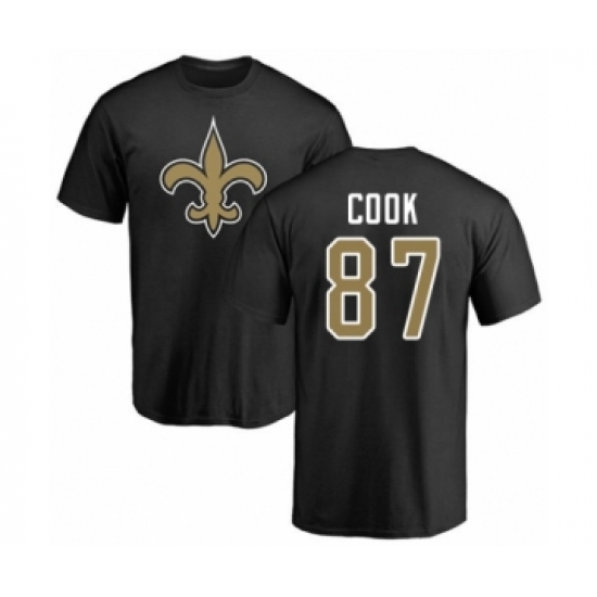 Football New Orleans Saints #87 Jared Cook Black Name & Number Logo T-Shirt