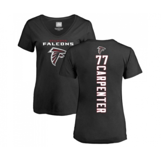 Football Women's Atlanta Falcons #77 James Carpenter Black Backer T-Shirt
