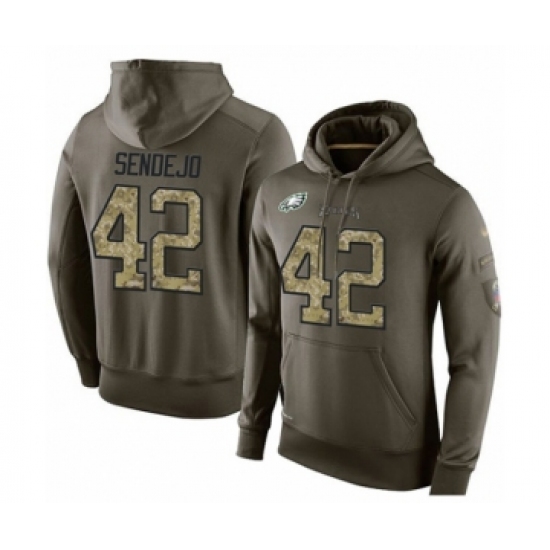 Football Men's Philadelphia Eagles #42 Andrew Sendejo Green Salute To Service Pullover Hoodie