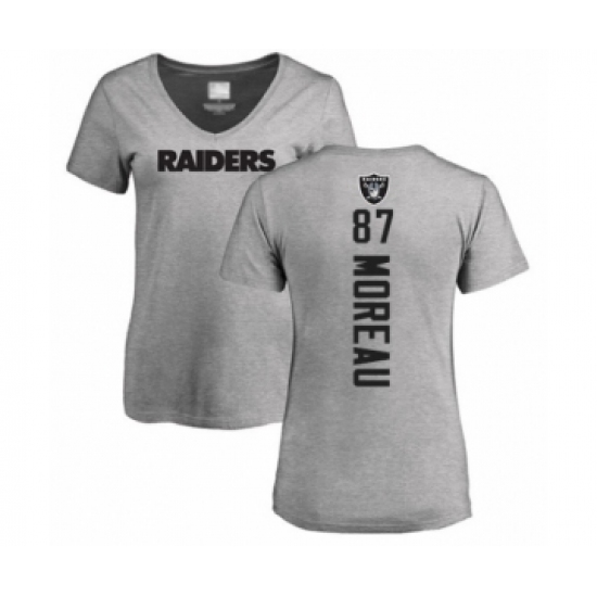 Football Women's Oakland Raiders #87 Foster Moreau Ash Backer T-Shirt