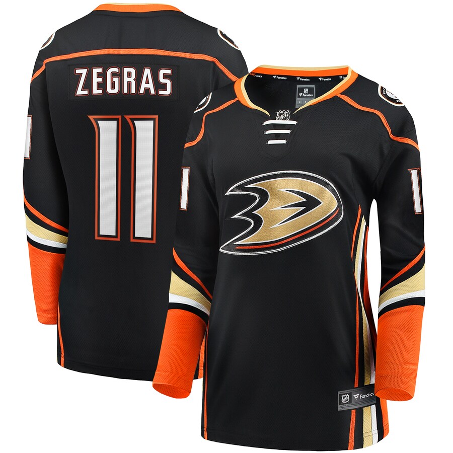 Women's Anaheim Ducks Trevor Zegras Fanatics Branded Black Home Breakaway Player Jersey - Ujersey