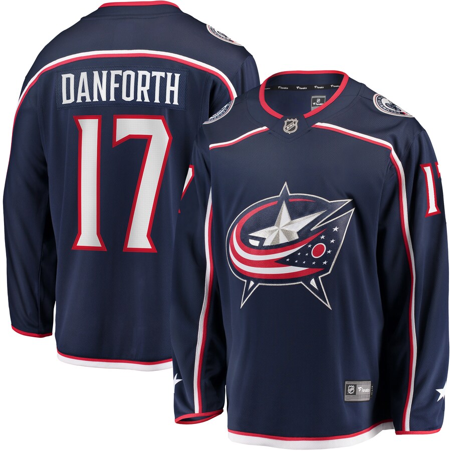 Men's Columbus Blue Jackets Justin Danforth Fanatics Branded Navy Home Breakaway Player Jersey - Ujersey