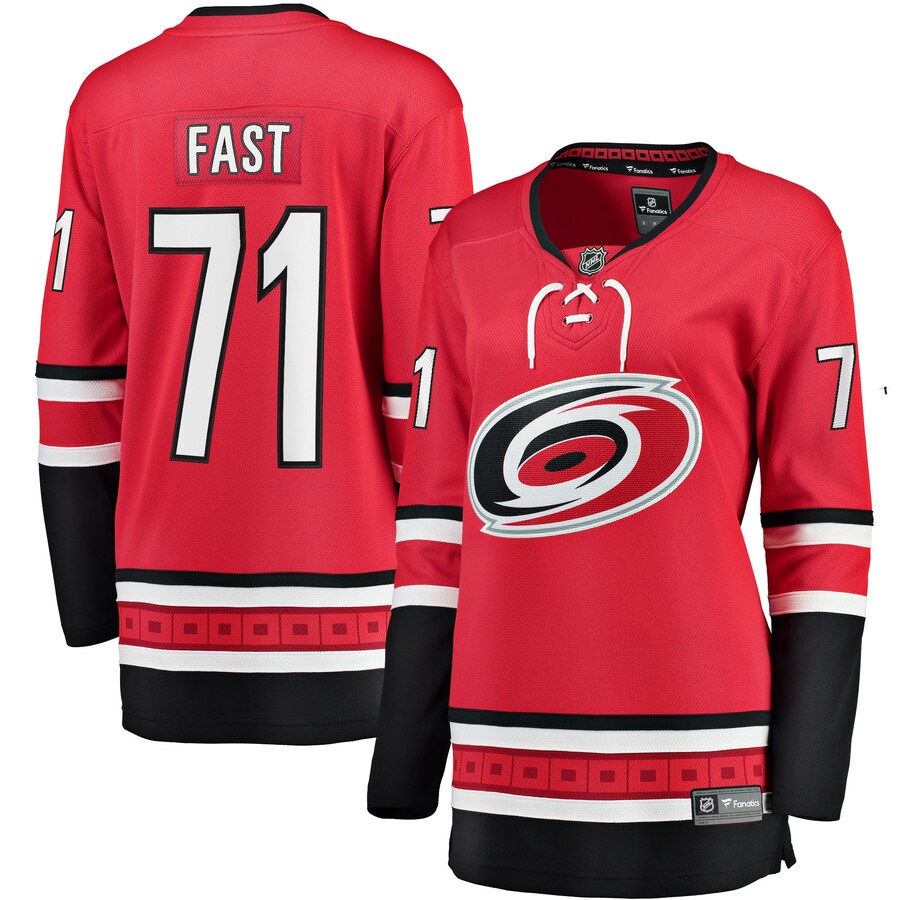 Women's Carolina Hurricanes Jesper Fast Fanatics Branded Red Alternate Breakaway Jersey - Ujersey
