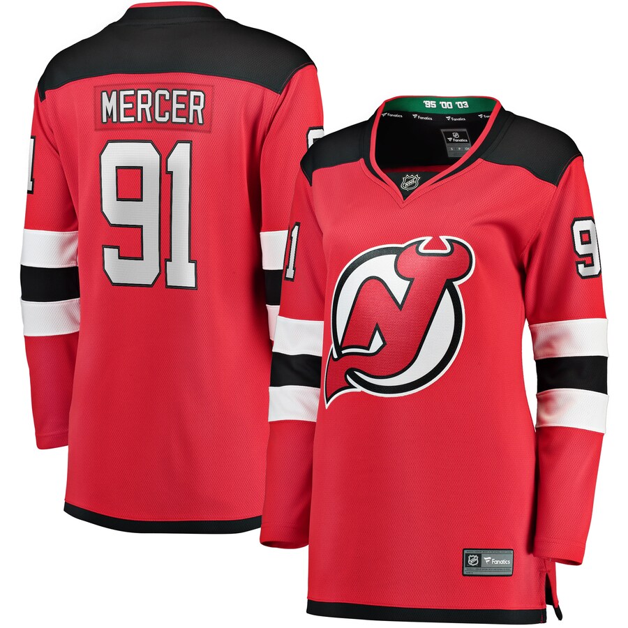 Women's New Jersey Devils Dawson Mercer Fanatics Branded Red Home Breakaway Jersey - Ujersey