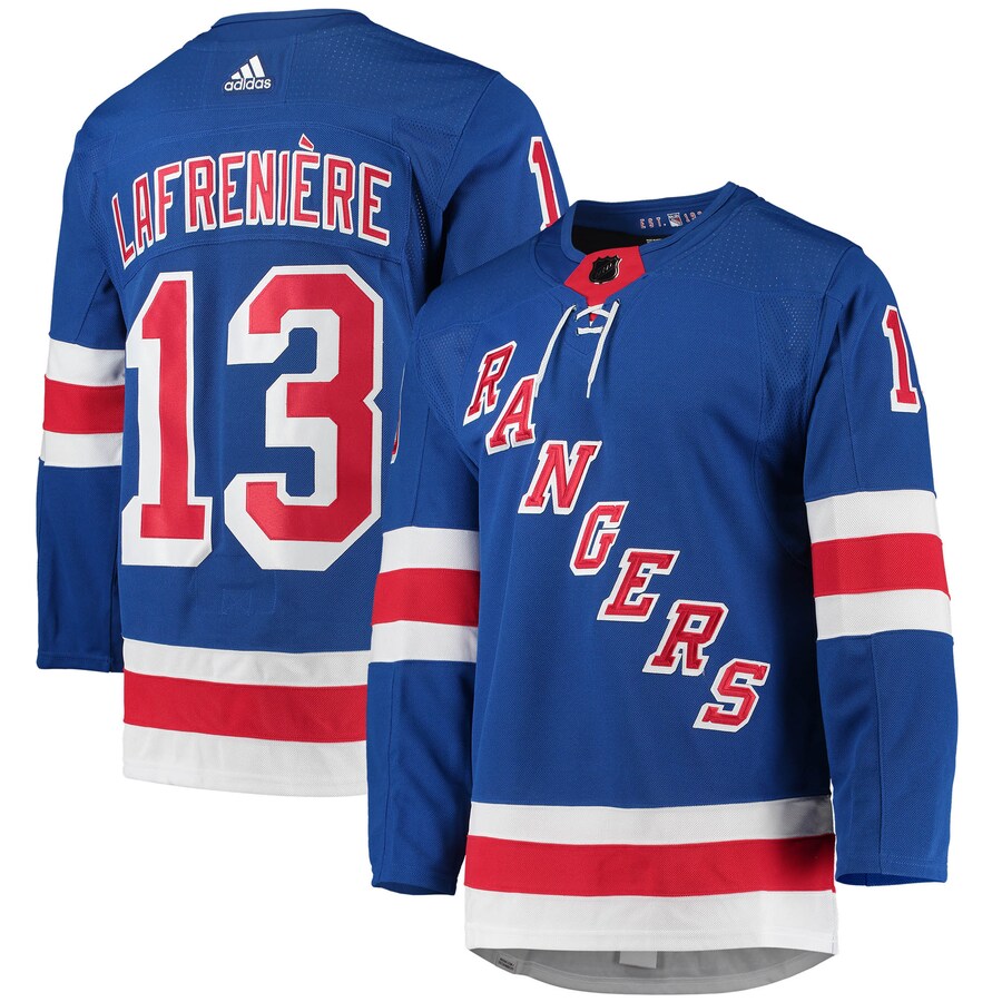 Men's New York Rangers Alexis Lafreniere adidas Blue Home Primegreen Authentic Pro Player Jersey - Ujersey