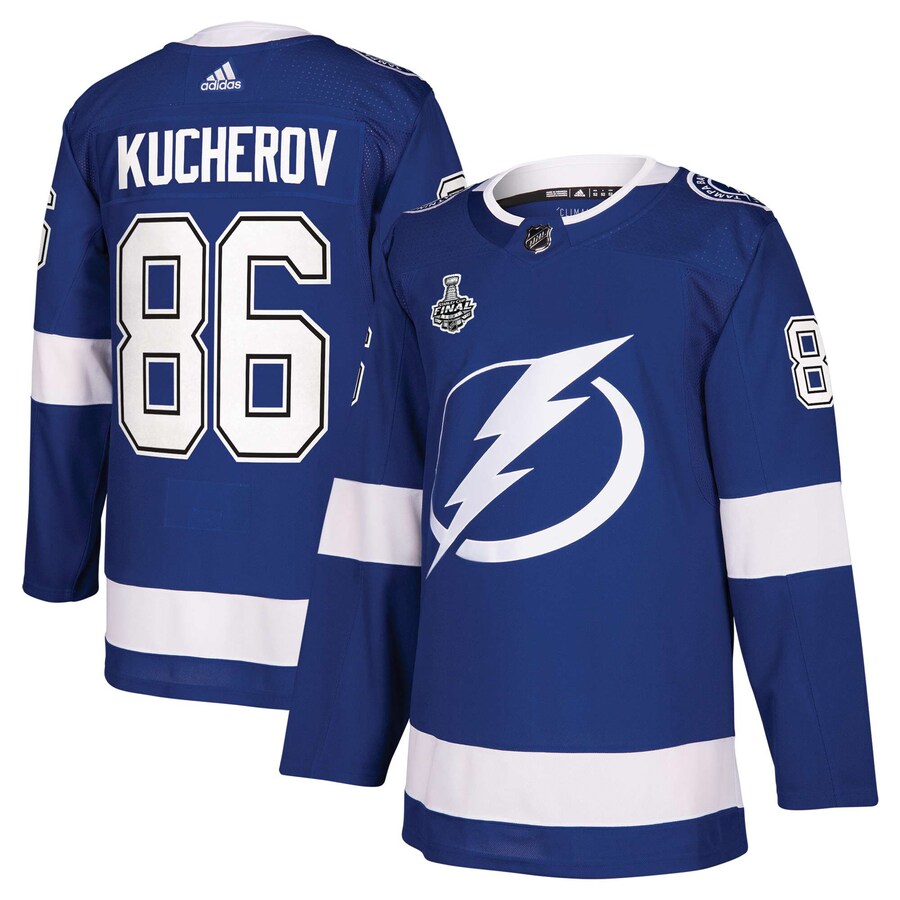 Men's Tampa Bay Lightning Nikita Kucherov adidas Blue 2021 Stanley Cup Final Bound Authentic Patch Player Jersey - Ujersey