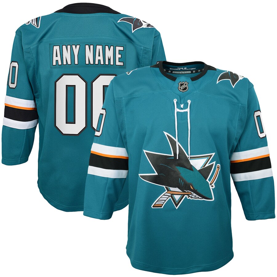 Youth San Jose Sharks Teal 2019/20 Home Premier Custom Jersey - Ujersey