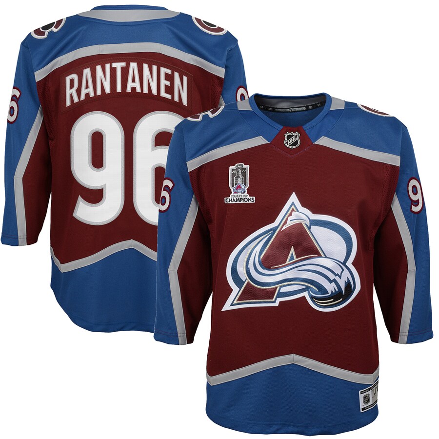 Youth Colorado Avalanche Mikko Rantanen Burgundy Home 2022 Stanley Cup Champions Premier Player Jersey - Ujersey