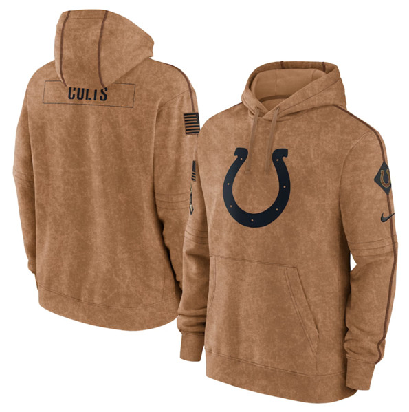 Men's Indianapolis Colts 2023 Brown Salute to Service Pullover Hoodie - Ujersey