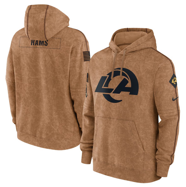 Men's Los Angeles Rams 2023 Brown Salute to Service Pullover Hoodie - Ujersey