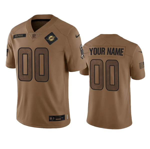 Men's Miami Dolphins Active Player Custom 2023 Brown Salute To Setvice Limited Football Stitched Jersey - Ujersey