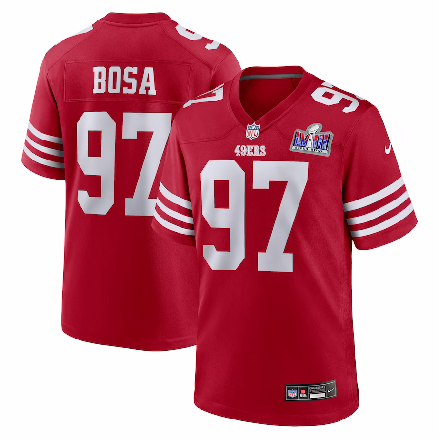 Men's San Francisco 49ers Nick Bosa Nike Scarlet Super Bowl LVIII Game Jersey - Ujersey