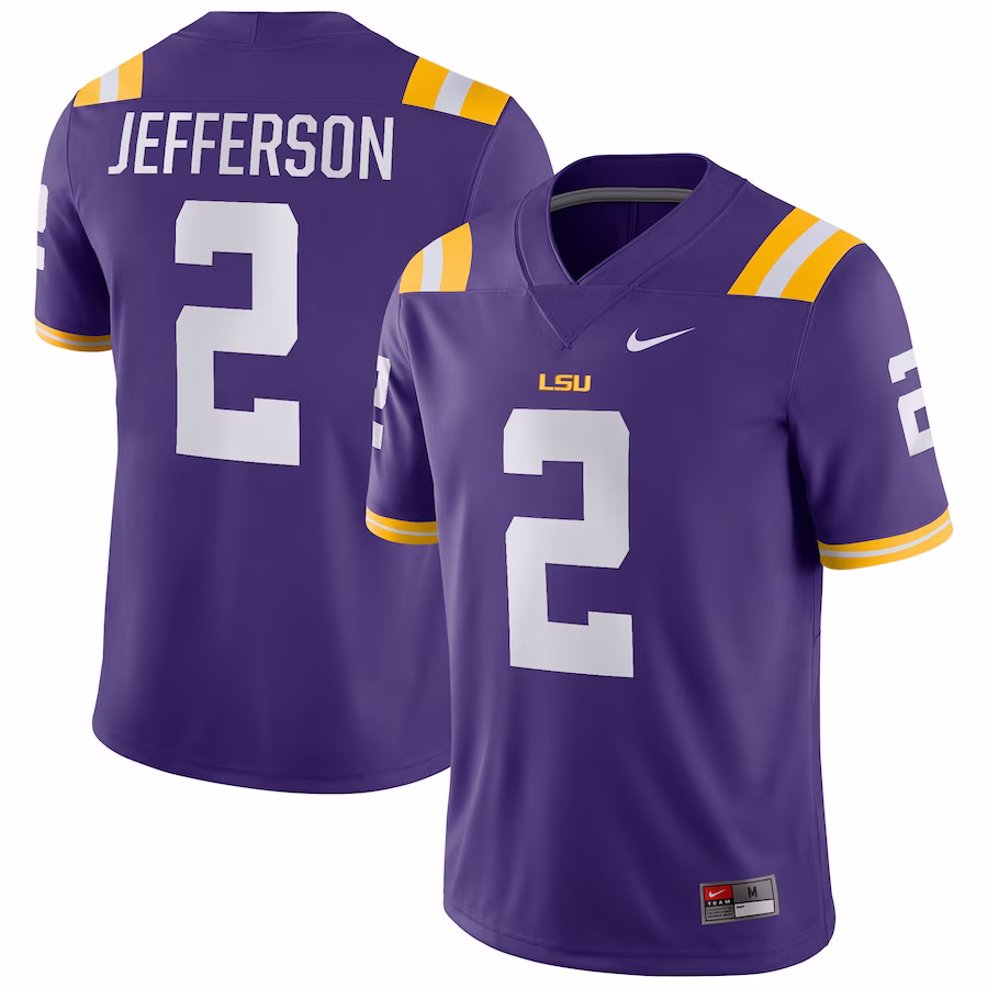 Justin Jefferson LSU Tigers Nike Player Game Jersey - Purple - Ujersey