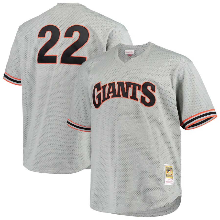 Men's San Francisco Giants Will Clark Mitchell & Ness Gray Big & Tall Cooperstown Collection Mesh Batting Practice Jersey - Ujersey