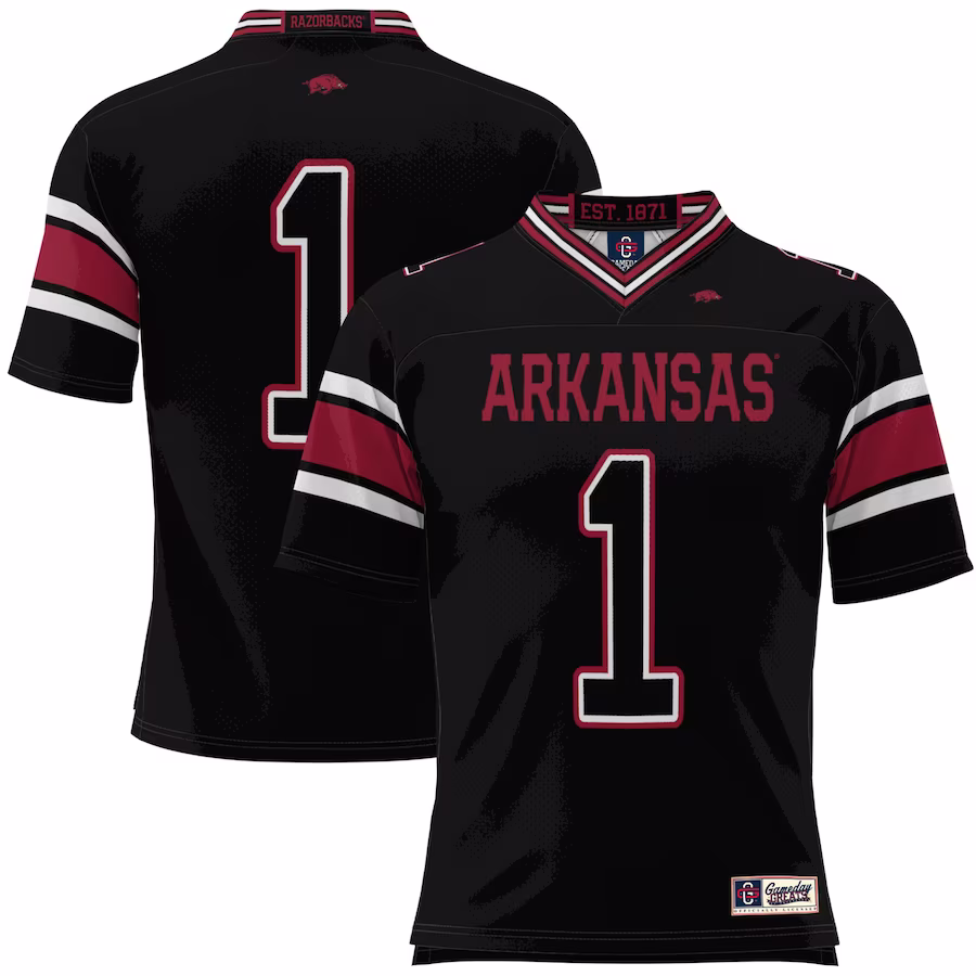 #1 Arkansas Razorbacks GameDay Greats Youth Football Jersey - Black - Ujersey