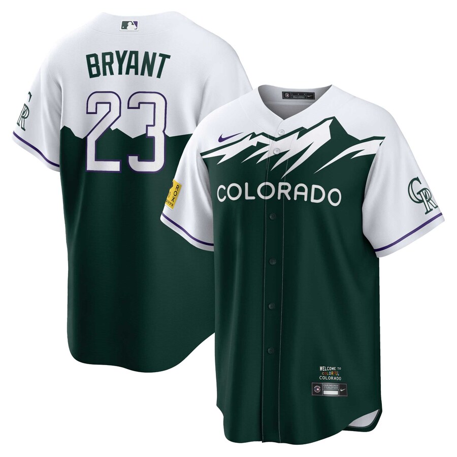 Men's Colorado Rockies Kris Bryant Nike Green City Connect Replica Player Jersey - Ujersey