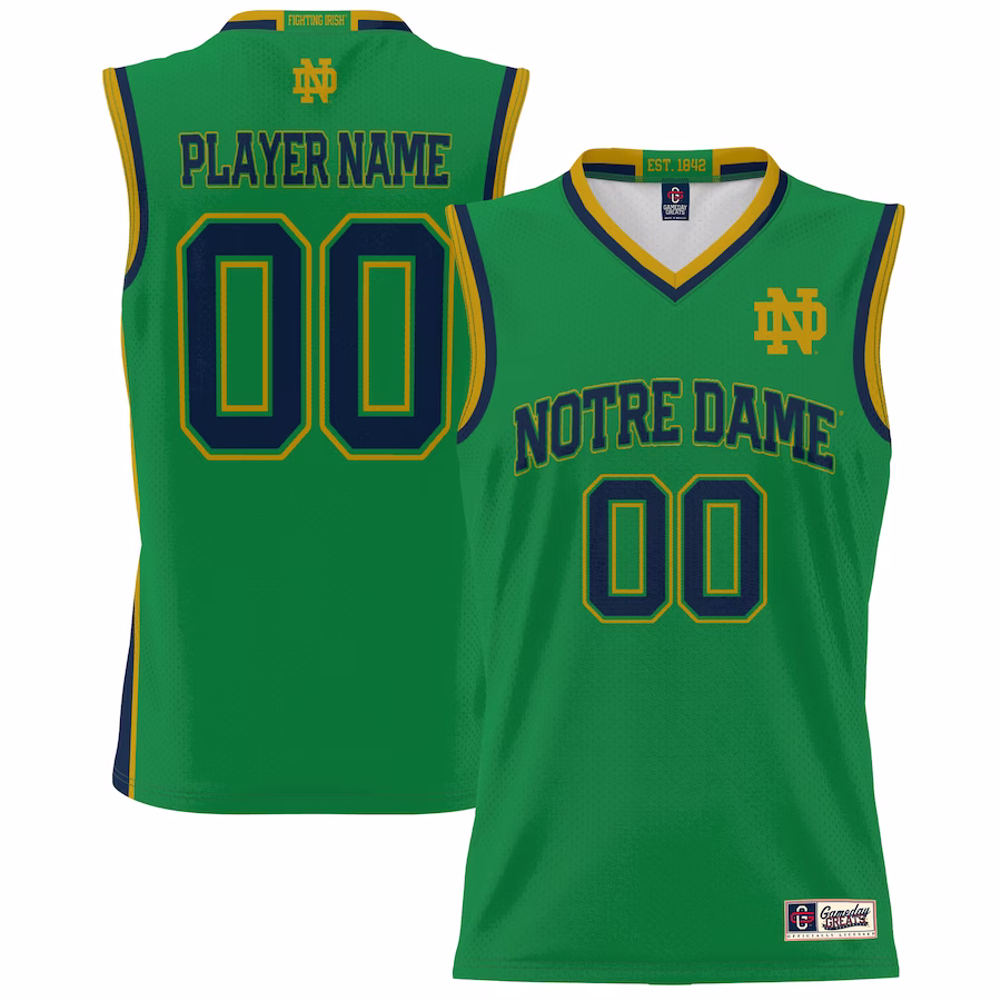 Notre Dame Fighting Irish GameDay Greats Youth NIL Pick-A-Player Lightweight Basketball Jersey - Green - Ujersey