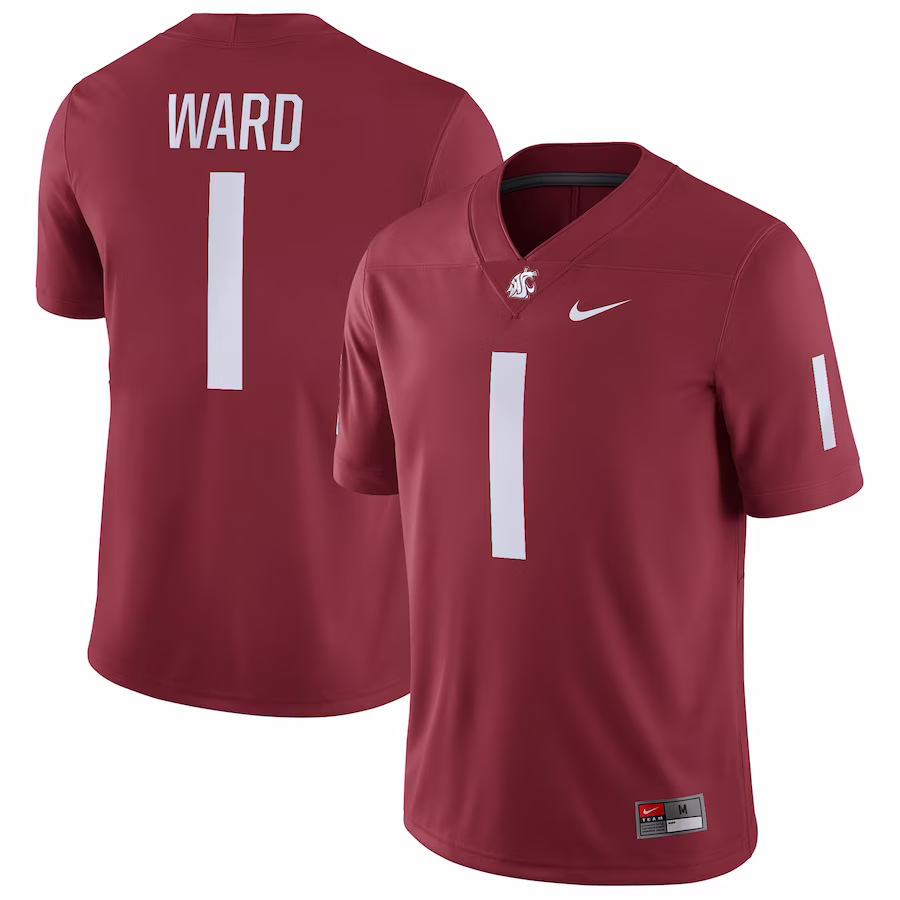 Cameron Ward Washington State Cougars Nike NIL Replica Football Jersey - Crimson - Ujersey