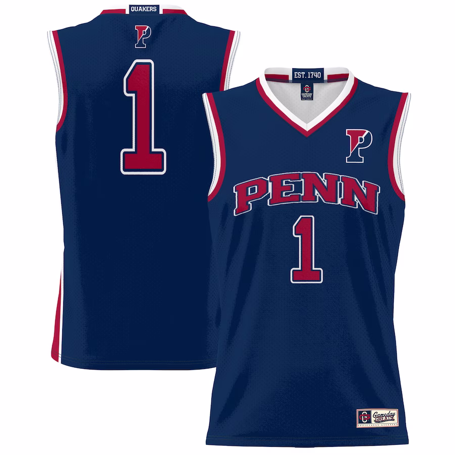 #1 Pennsylvania Quakers GameDay Greats Youth Lightweight Basketball Jersey - Navy - Ujersey