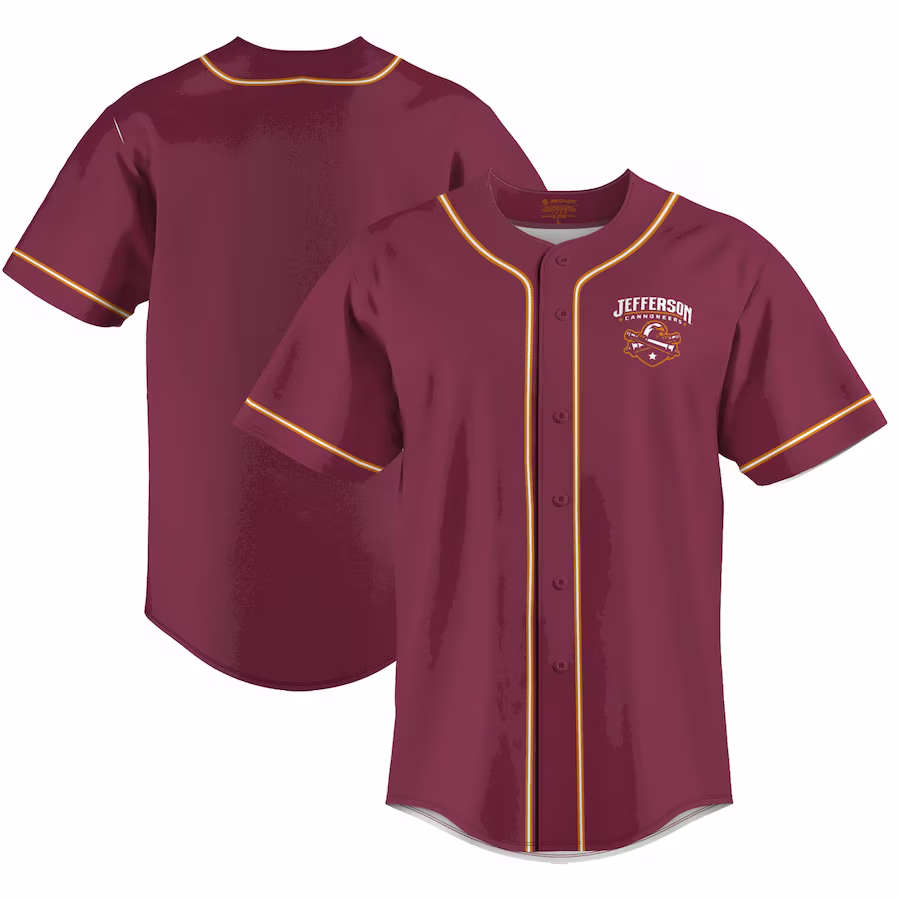 Jefferson Community College Cannoneers ProSphere  Baseball Jersey - Maroon - Ujersey