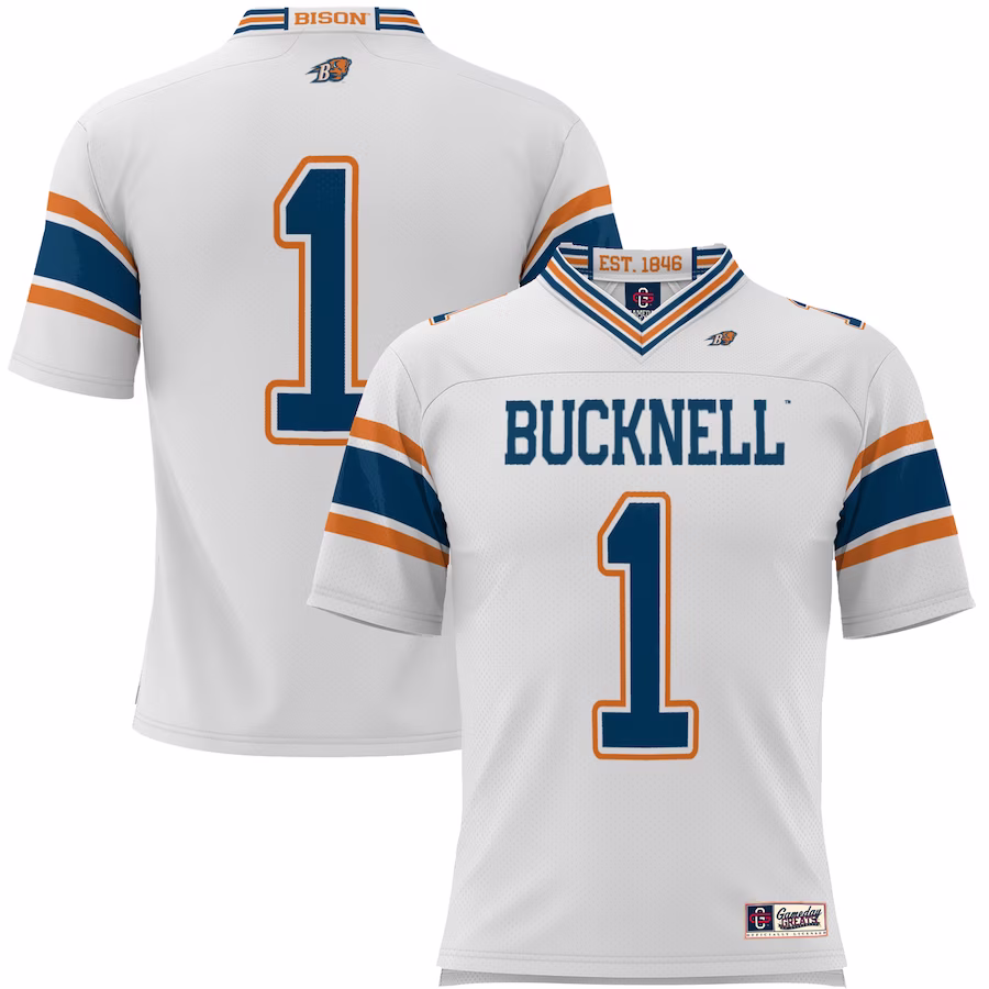 #1 Bucknell Bison GameDay Greats Endzone Football Jersey - White - Ujersey