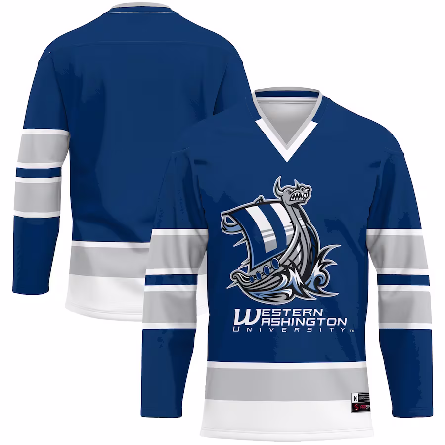 Western Washington Vikings GameDay Greats Hockey Jersey - Navy - Ujersey