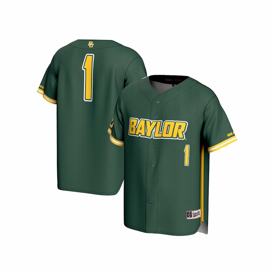 #1 Baylor Bears GameDay Greats Youth Lightweight Baseball Fashion Jersey - Green - Ujersey