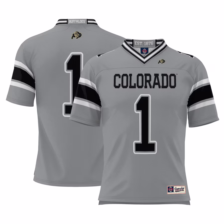 #1 Colorado Buffaloes GameDay Greats Endzone Football Jersey - Gray - Ujersey