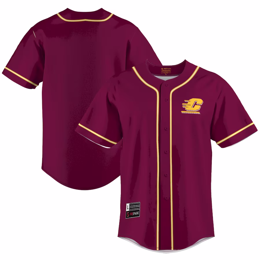 Central Michigan Chippewas GameDay Greats  Lightweight Baseball Jersey - Maroon - Ujersey