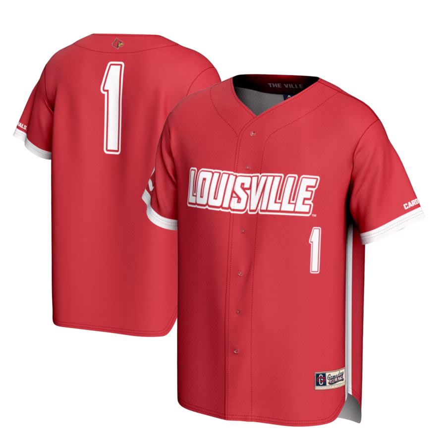 #1 Louisville Cardinals GameDay Greats Youth Lightweight Baseball Fashion Jersey - Red - Ujersey