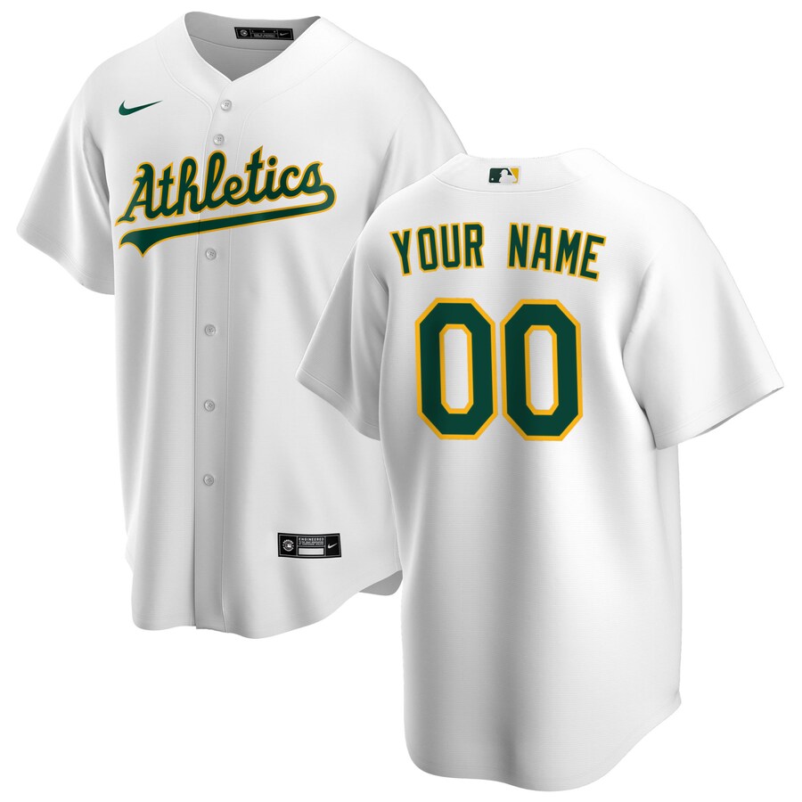 Men's Oakland Athletics Nike White Home Replica Custom Jersey - Ujersey